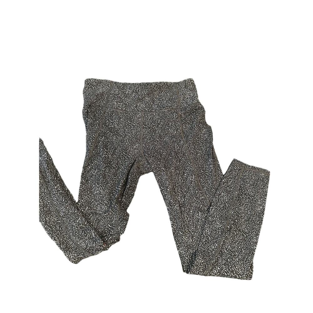 Athleta Medium Cropped Leggings Speckled Black White Gray Neutral Color - Picture 2 of 6